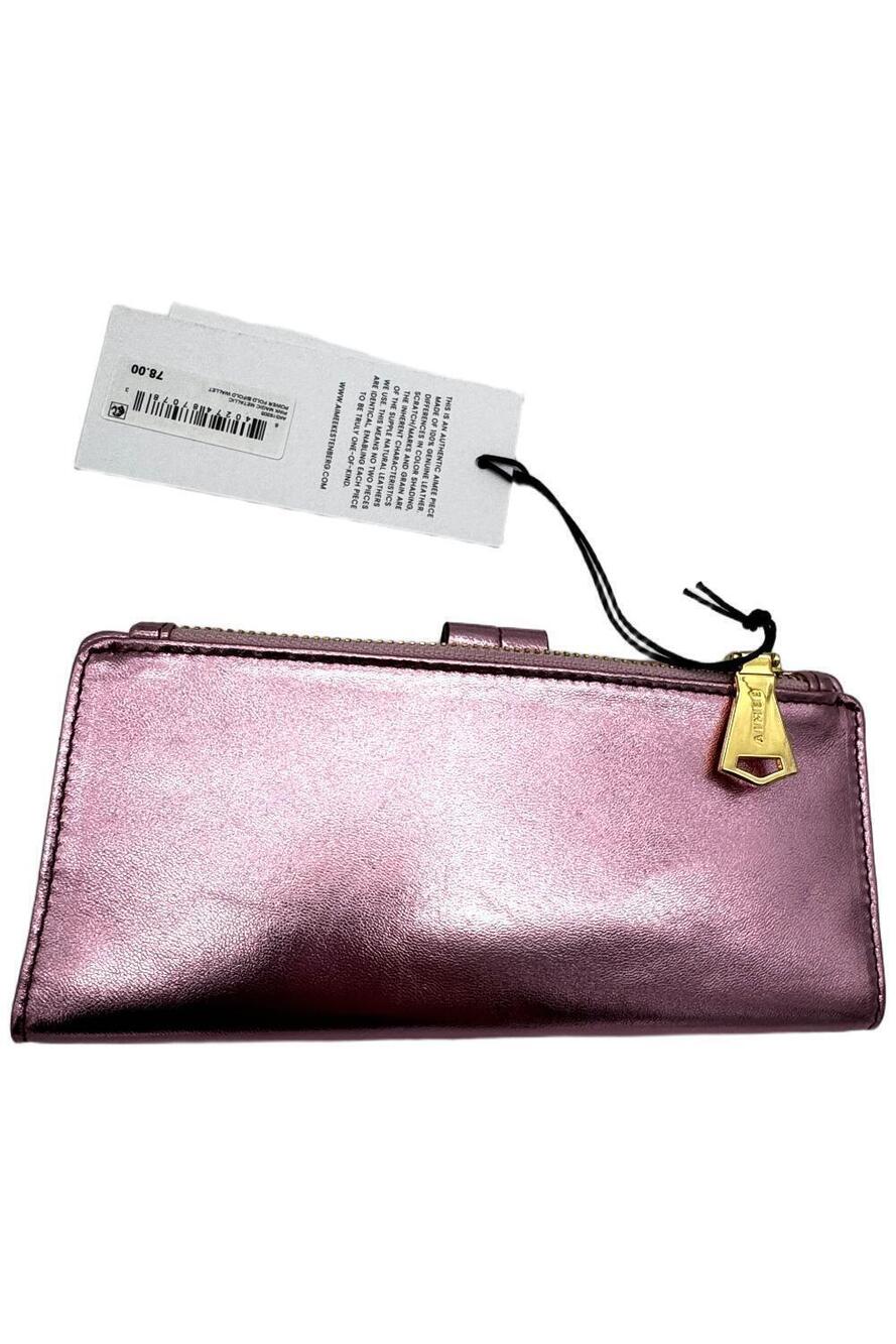 Aimee Kestenberg Power Fold Leather Bifold Wallet Pink Magic Metallic